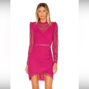 Saylor embroidered pink lace dress size large